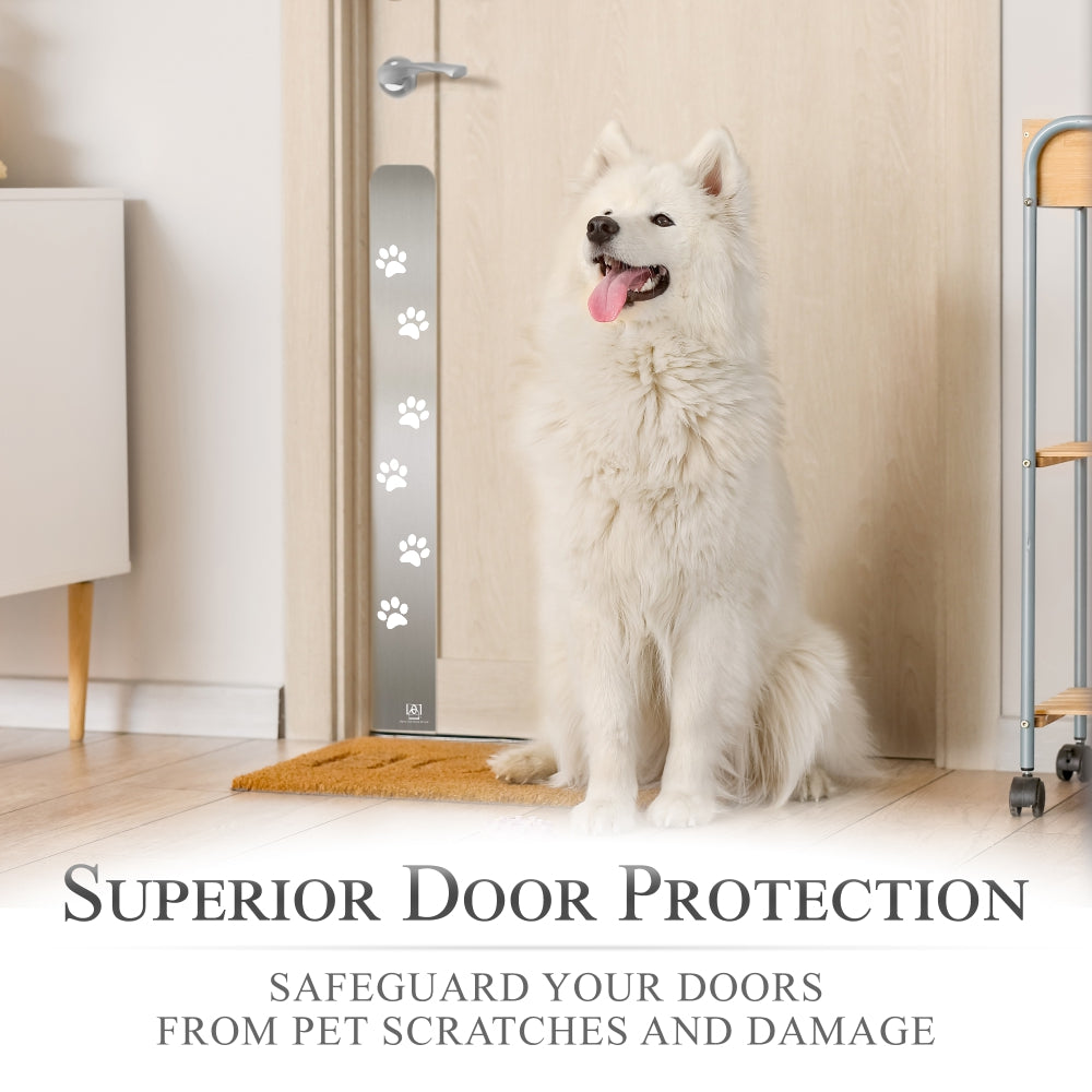 Paw Print Engraved Dog Scratch Protection Plate – Premium Door Guard
