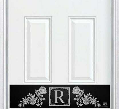 Rose Monogram Engraved Door Kick Plate — Elegant Personalized Entryway Protection