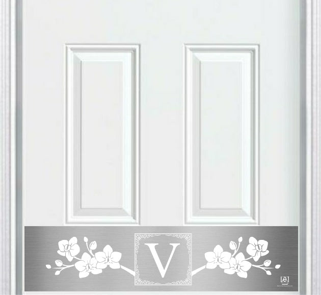 Magnolia Monogram Engraved Door Kick Plate — Floral Personalized Door Protection