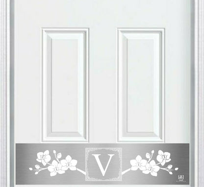 Magnolia Monogram Engraved Door Kick Plate — Floral Personalized Door Protection
