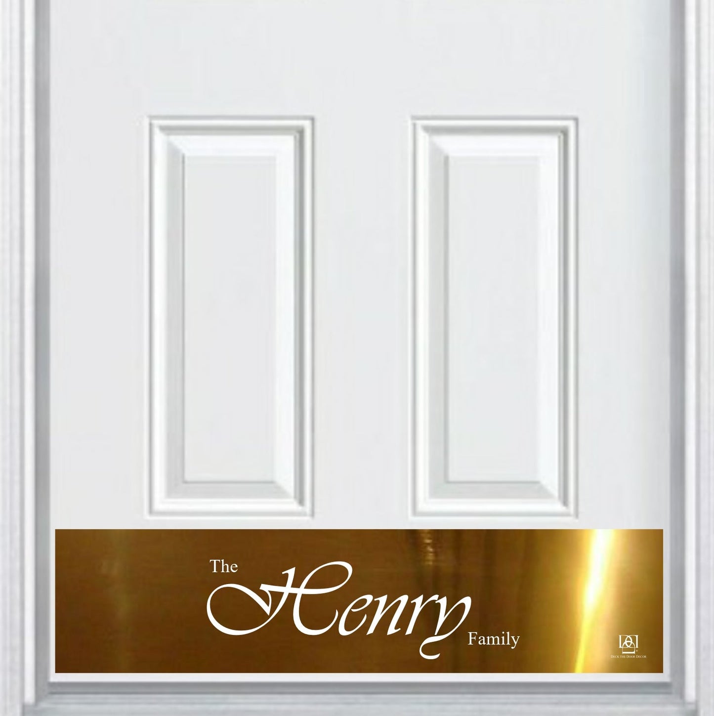 Script Last Name Monogram Engraved Door Kick Plate — Custom Elegant Door Accent