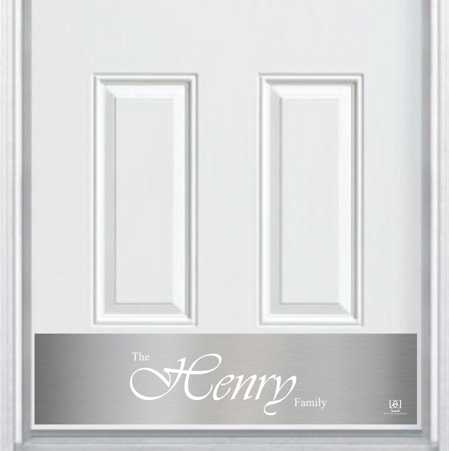 Script Last Name Monogram Engraved Door Kick Plate — Custom Elegant Door Accent