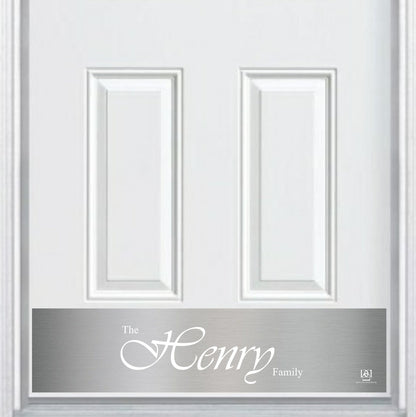 Script Last Name Monogram Engraved Door Kick Plate — Custom Elegant Door Accent
