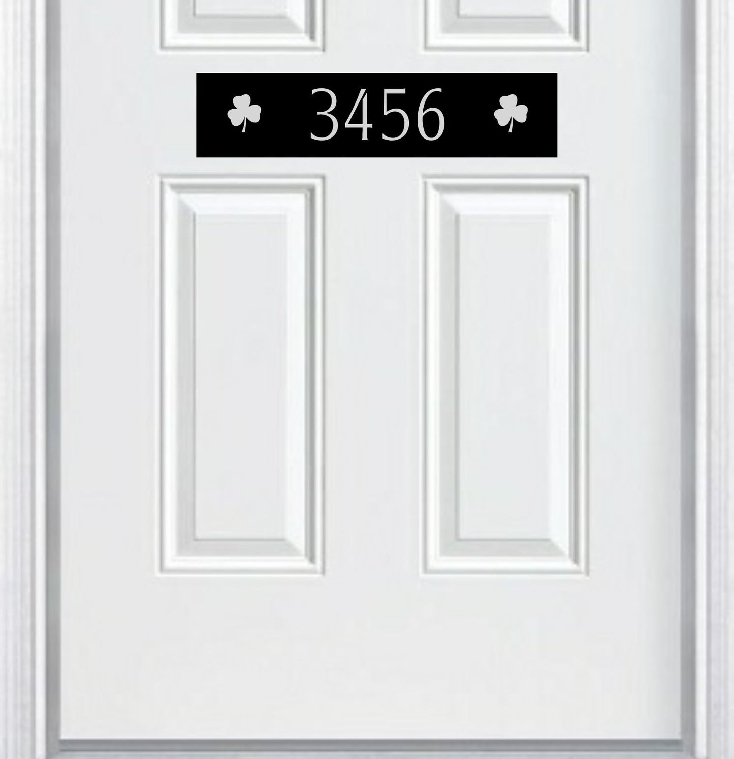 Shamrock Engraved Address Door Accent Plate - Custom Irish Home Number Sign - Anodized Aluminum