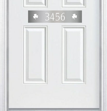 Shamrock Engraved Address Door Accent Plate - Custom Irish Home Number Sign - Anodized Aluminum