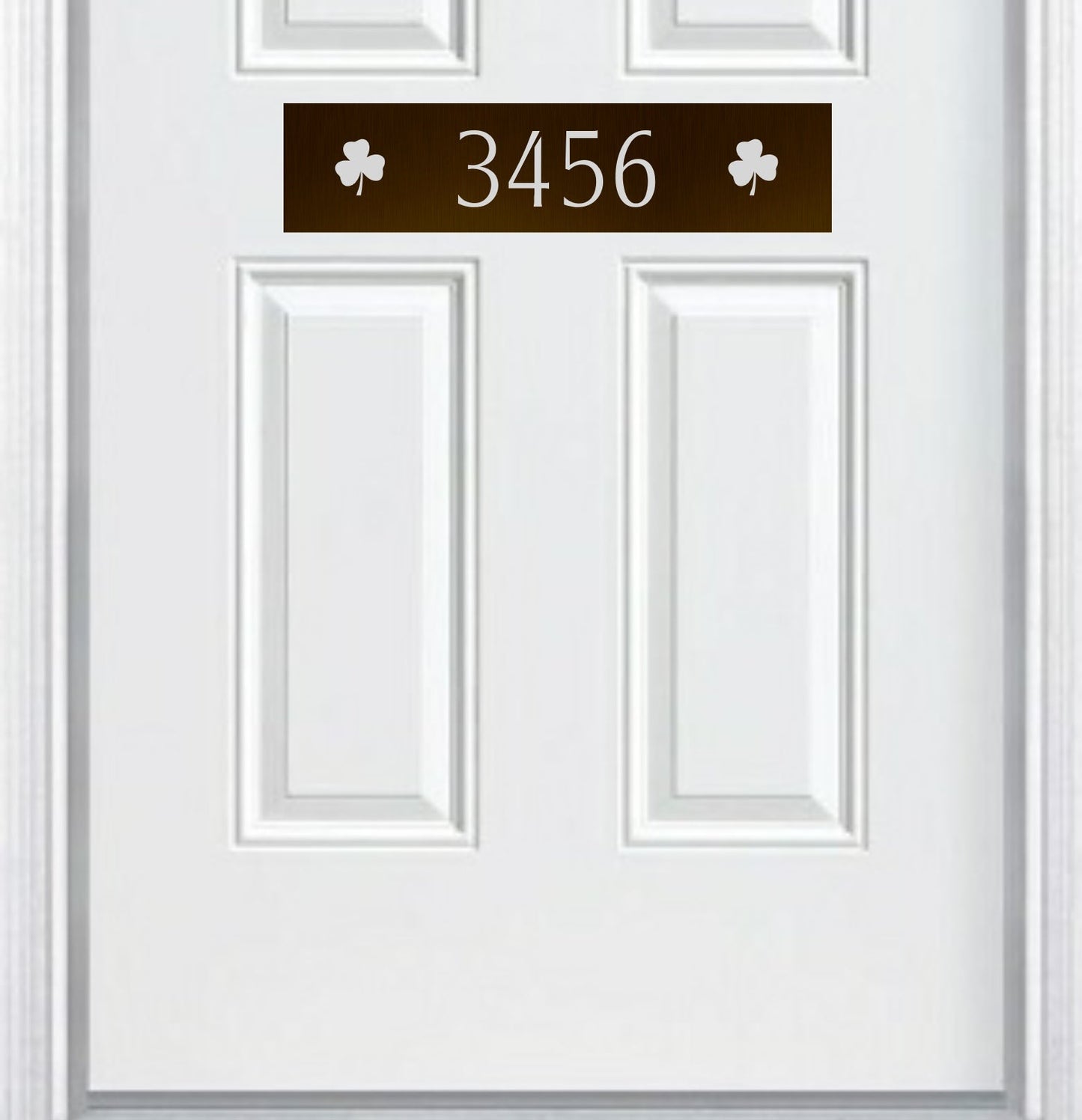 Shamrock Engraved Address Door Accent Plate - Custom Irish Home Number Sign - Anodized Aluminum