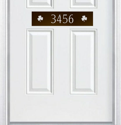 Shamrock Engraved Address Door Accent Plate - Custom Irish Home Number Sign - Anodized Aluminum