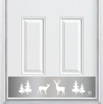 Doe & Stag Engraved Door Kick Plate - Rustic Wildlife Entrance Protection