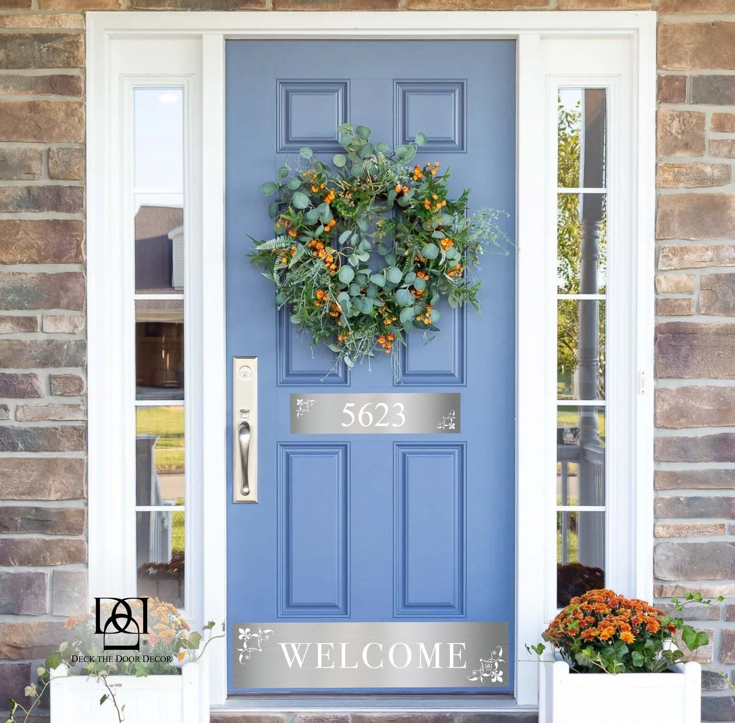 Johnson's Welcome Address Door Accent Plate - Custom Engraved Home Number Sign - Anodized Aluminum