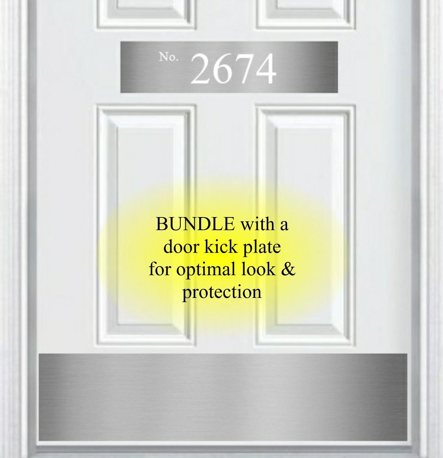 Minimalist Address Door Accent Plate - Custom Engraved Home Number Sign - Multiple Finishes & Sizes