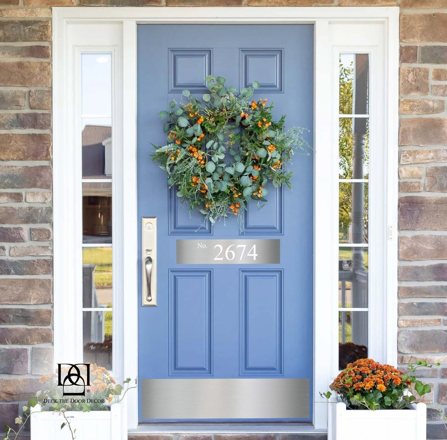 Minimalist Address Door Accent Plate - Custom Engraved Home Number Sign - Multiple Finishes & Sizes