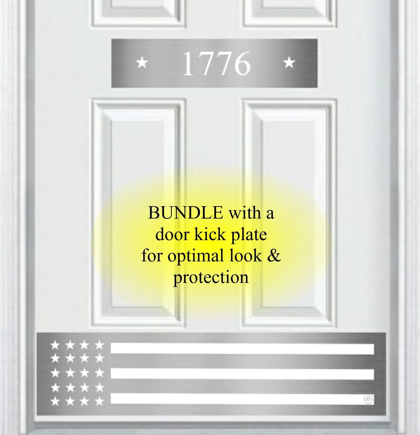 Patriot Star Engraved Address Door Accent Plate - Custom American Home Number Sign - Anodized Aluminum