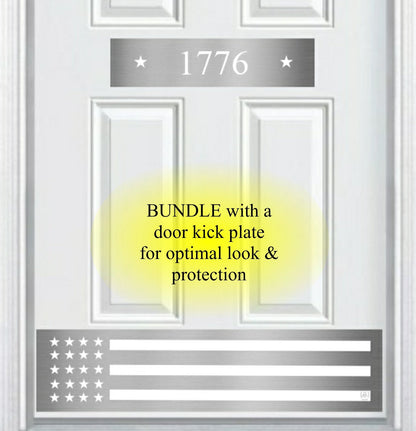 Patriot Star Engraved Address Door Accent Plate - Custom American Home Number Sign - Anodized Aluminum