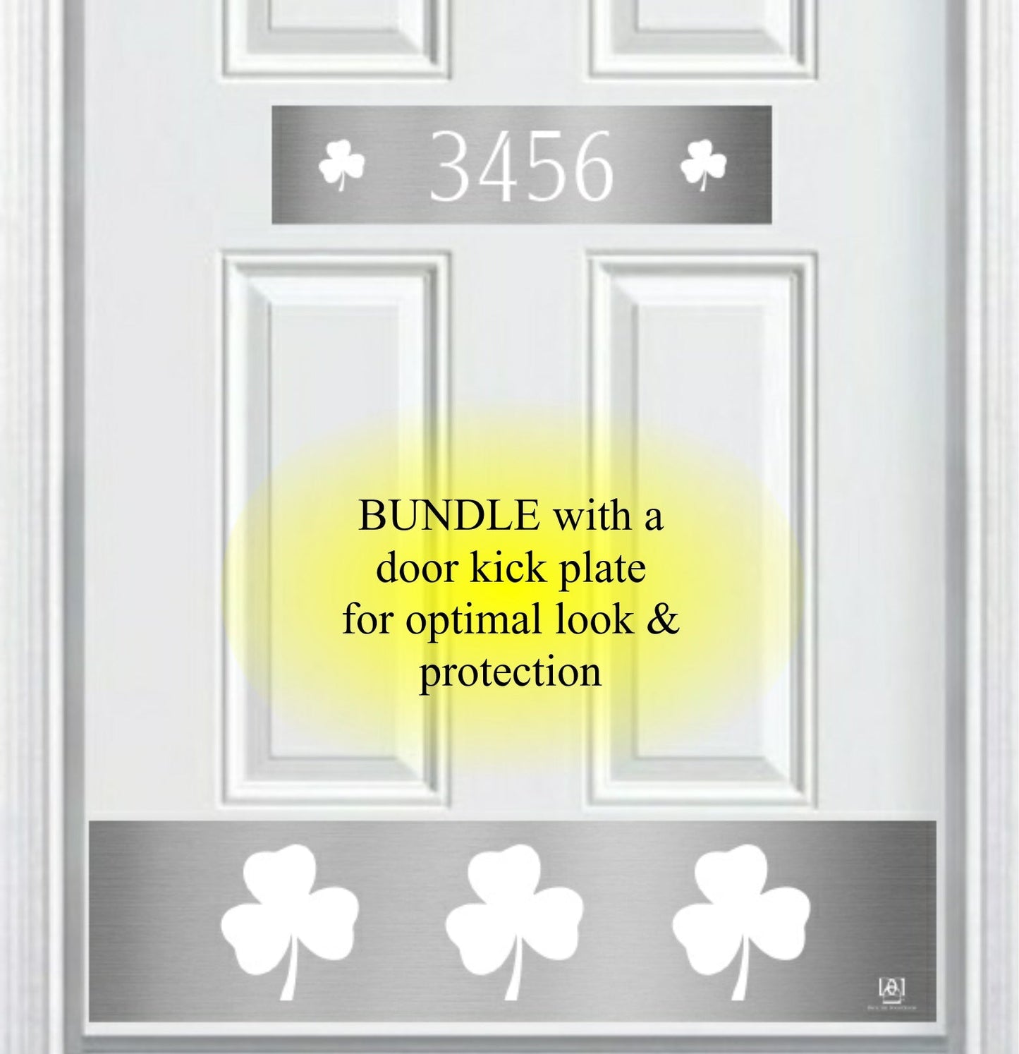 Shamrock Engraved Address Door Accent Plate - Custom Irish Home Number Sign - Anodized Aluminum