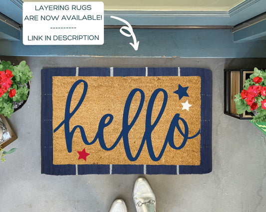 Patriotic Summer Doormat - hello
