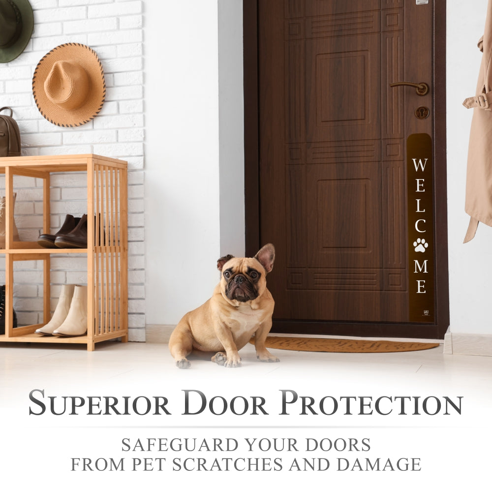 Welcome Paw Engraved Dog Scratch Protection Plate – Premium Door Guard