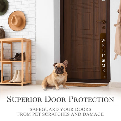Welcome Paw Engraved Dog Scratch Protection Plate – Premium Door Guard