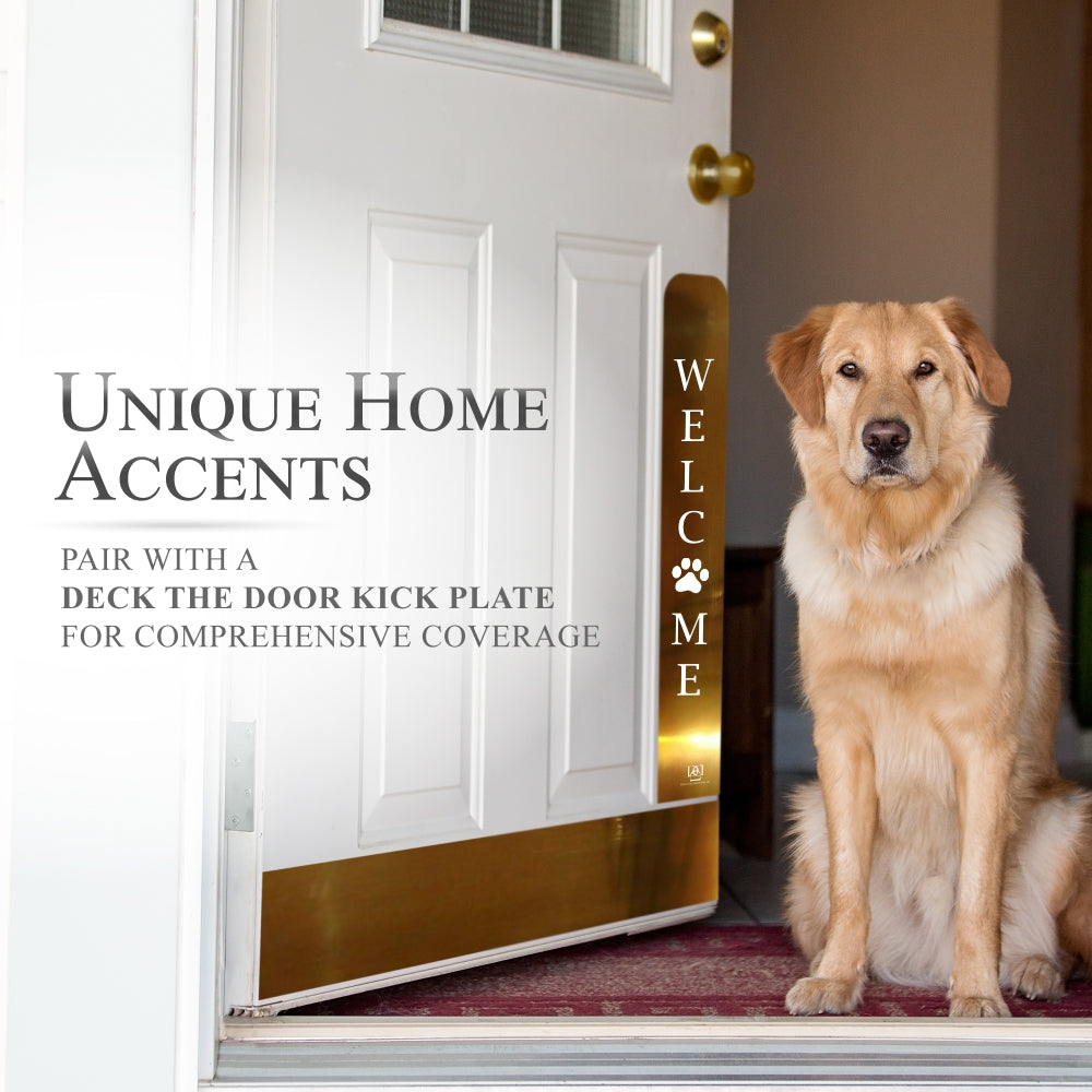 Welcome Paw Engraved Dog Scratch Protection Plate – Premium Door Guard