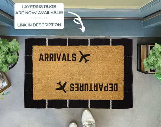 Arrivals Departures Airplane Doormat