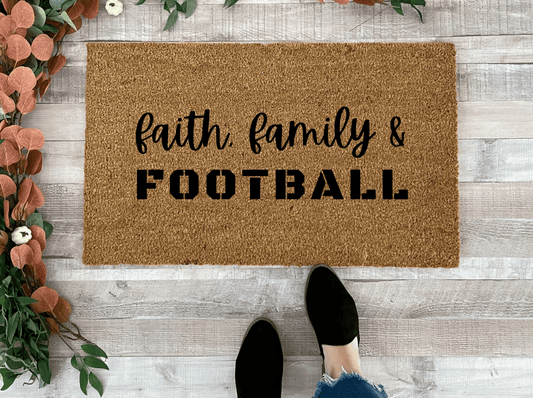 Faith Family Football Door Mat