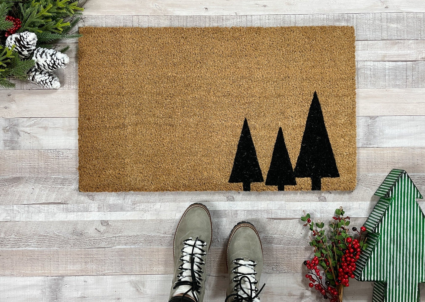 Geometric Trees Winter Doormat