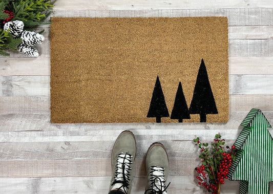 Geometric Trees Winter Doormat