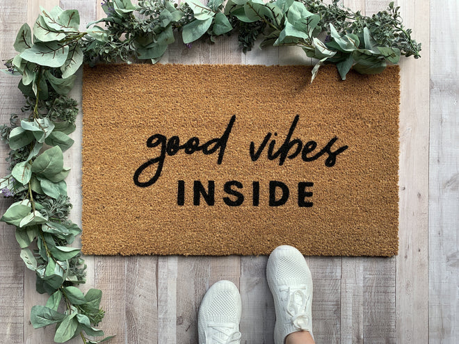 Good Vibes Inside Funny Doormat