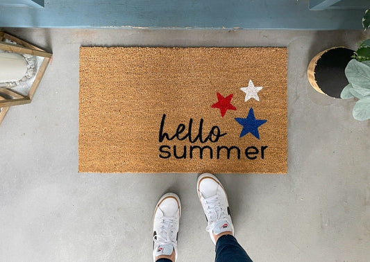 Hello Summer Stars Welcome Mat