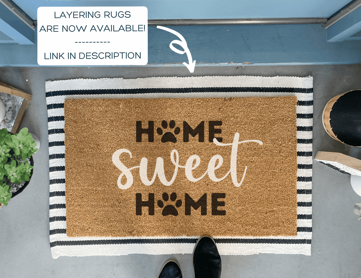 Home Sweet Home Doormat with dog paws