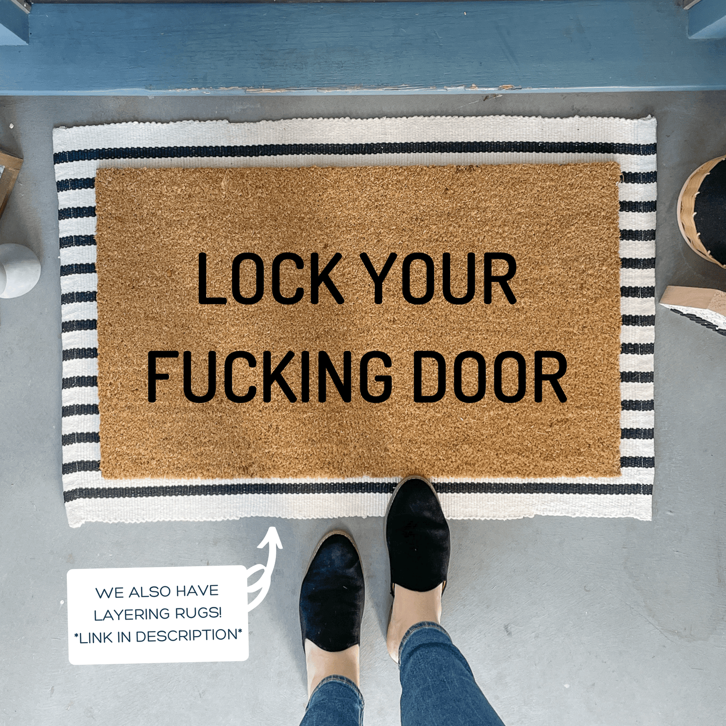 Lock Your Door True Crime Doormat