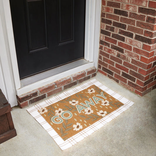 Low Profile Funny GO AWAY Doormat with Flowers