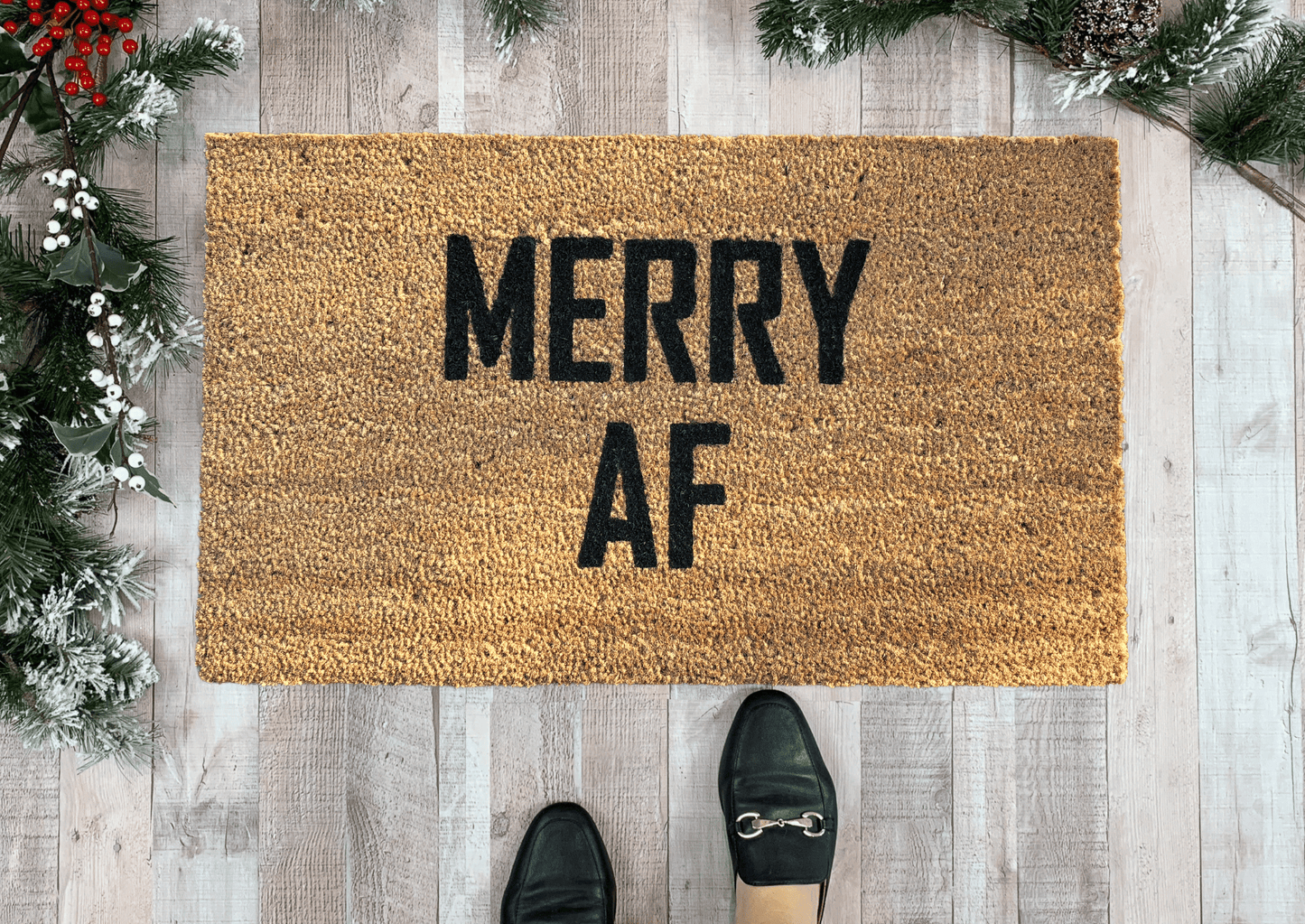 MERRY AF Funny Christmas Doormat