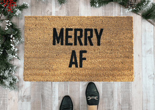 MERRY AF Funny Christmas Doormat
