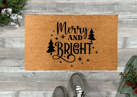 Merry and Bright Outdoor Christmas Doormat