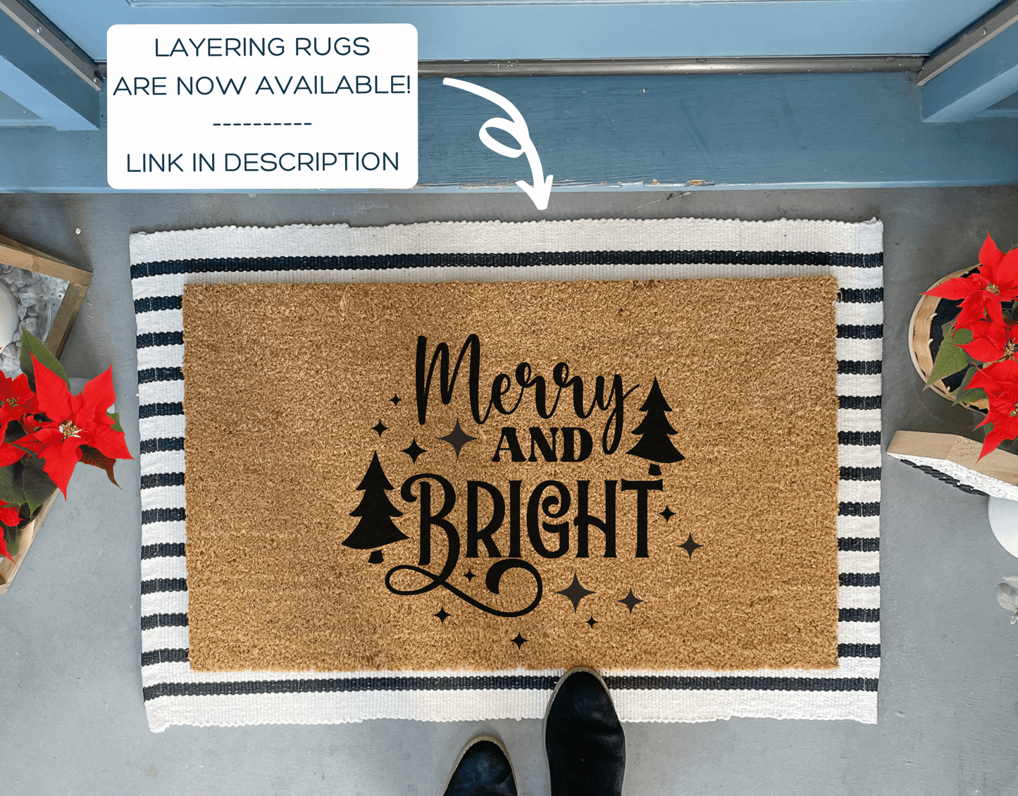 Merry and Bright Outdoor Christmas Doormat