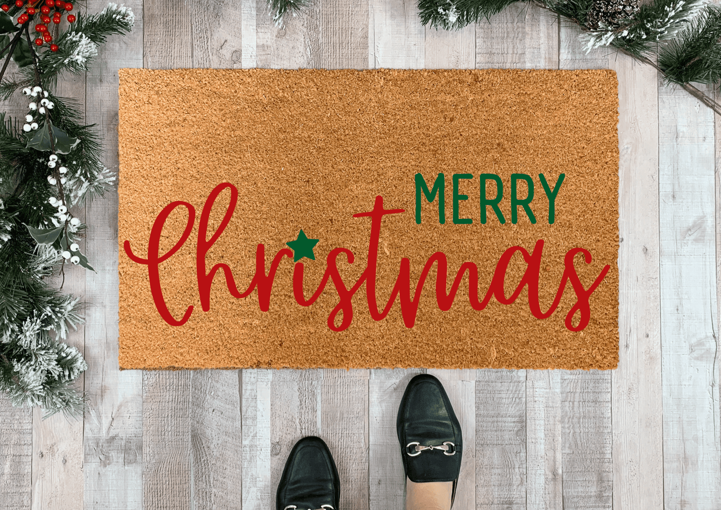 Merry Christmas Coir Doormat, Outdoor