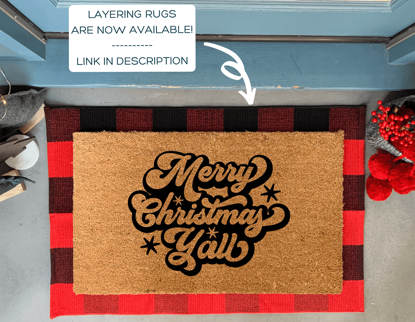 Merry Christmas Y'all Doormat, Outdoor