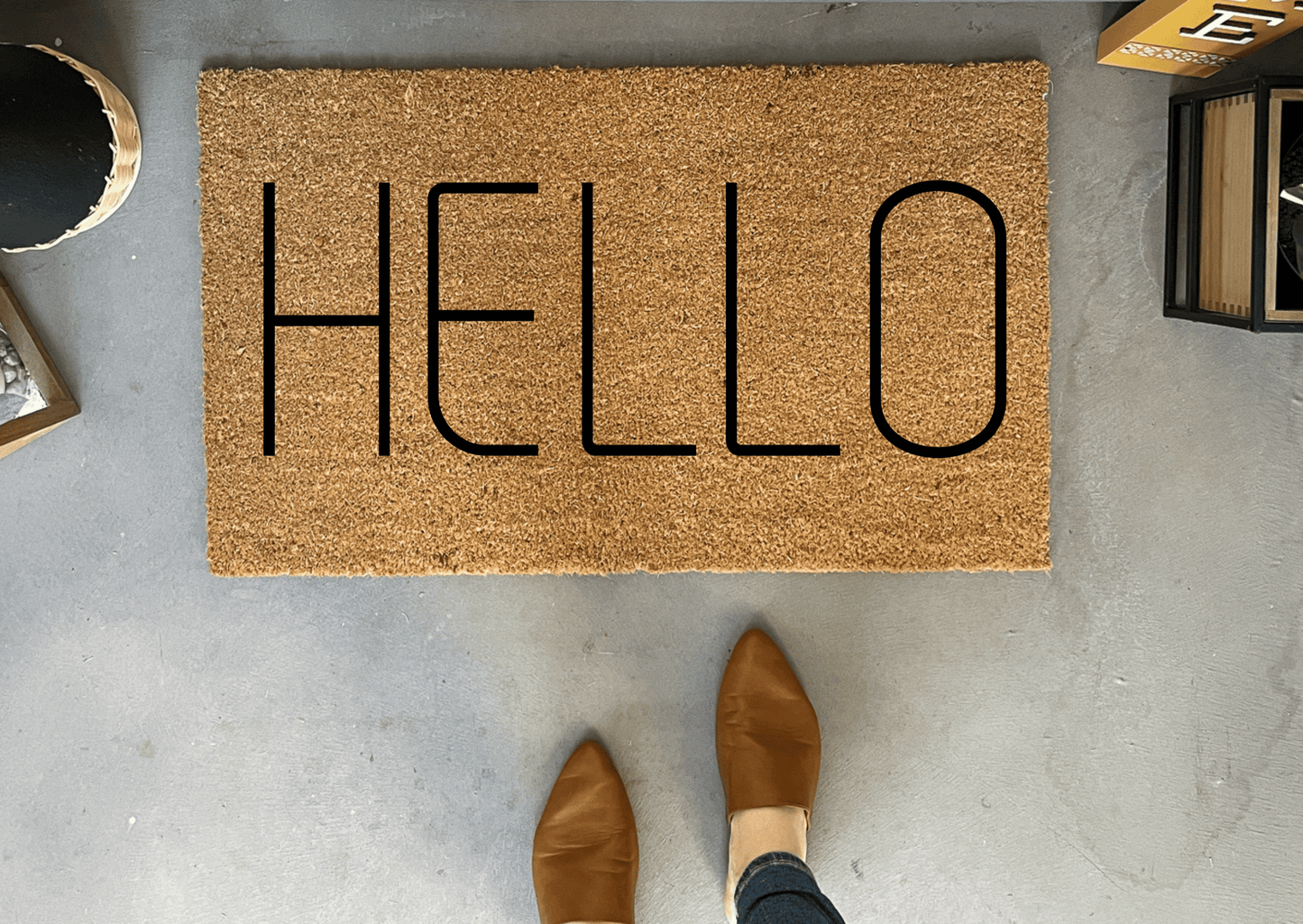 Modern HELLO Coir Doormat