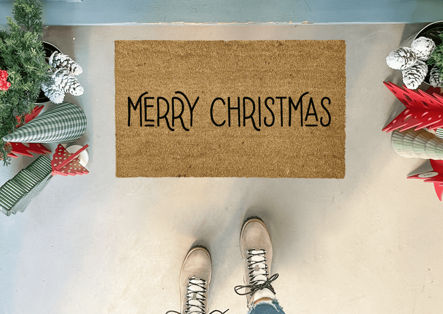 Modern Merry Christmas Outdoor Doormat
