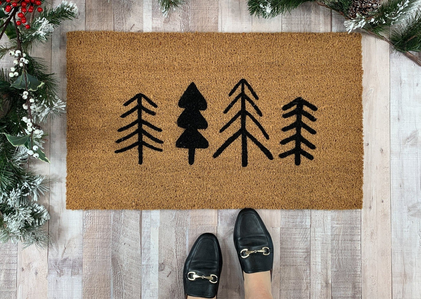 Modern Trees Rustic Winter Doormat