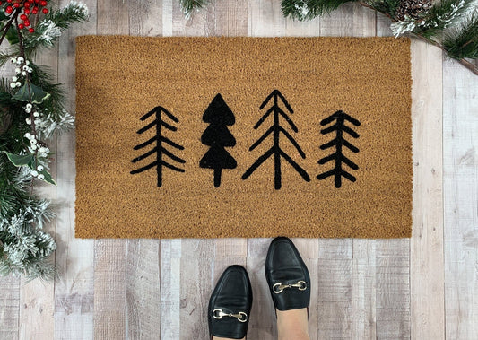 Modern Trees Rustic Winter Doormat