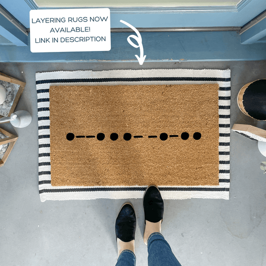 Morse Code PEACE Doormat