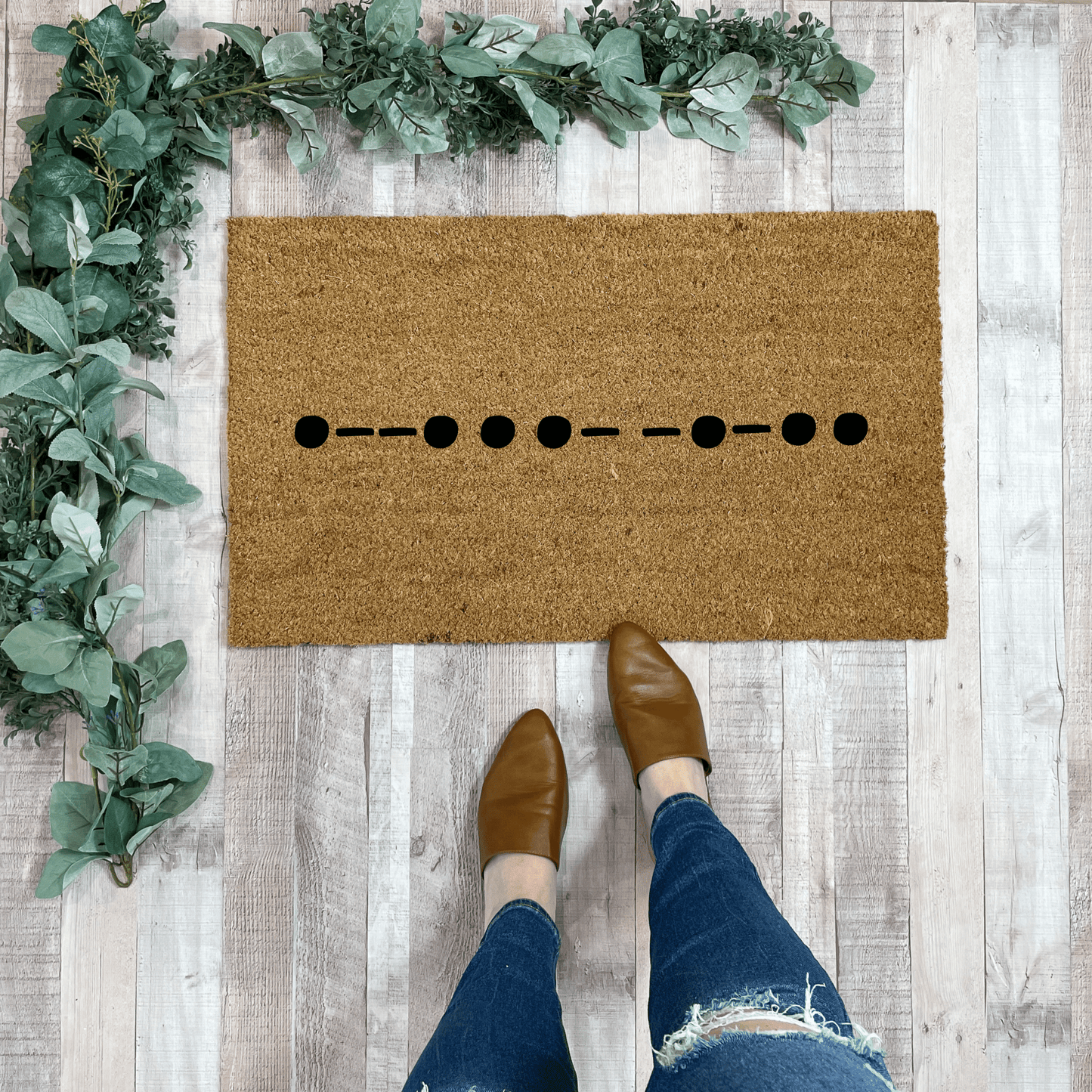 Morse Code PEACE Doormat