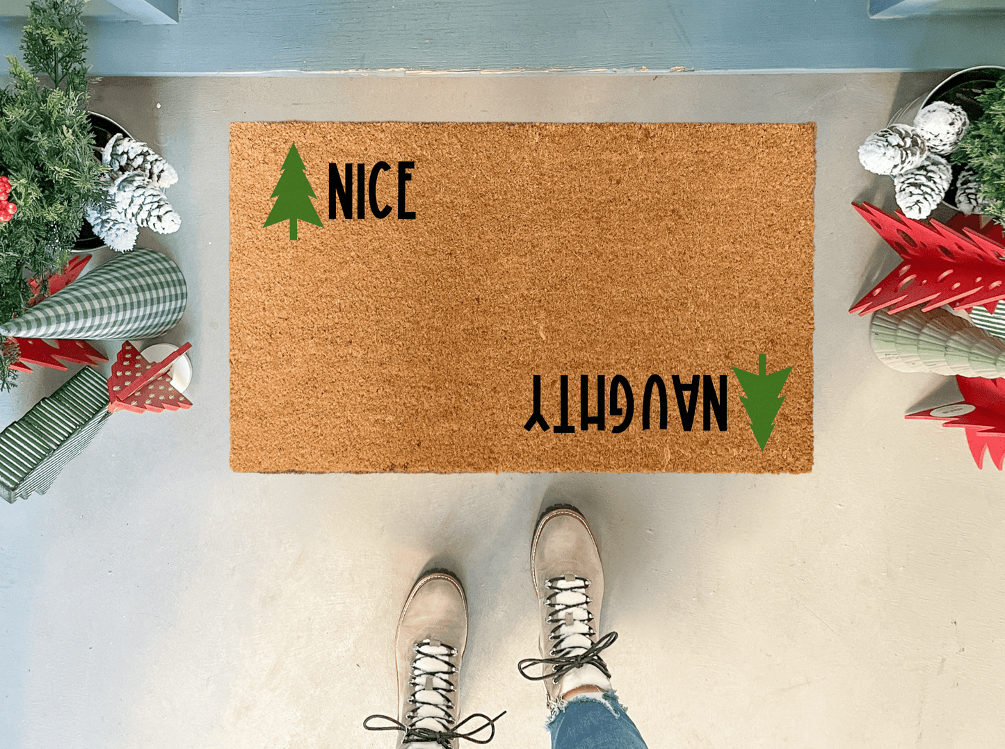 Naughty Nice Christmas Doormat