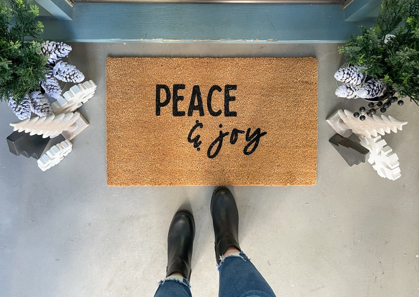 Peace and Joy Winter Doormat