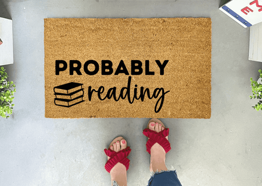 Probably Reading Funny Book Doormat