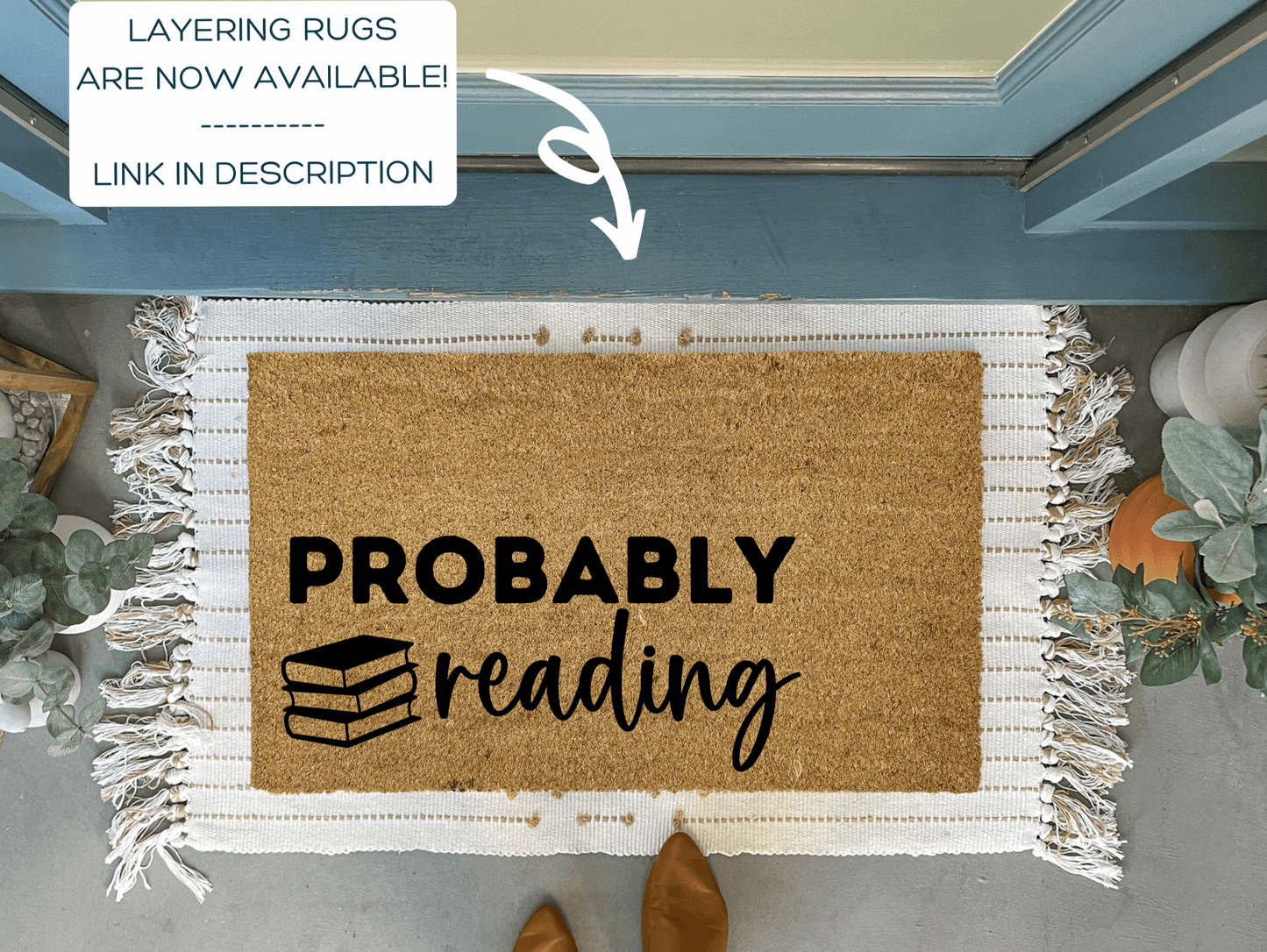 Probably Reading Funny Book Doormat