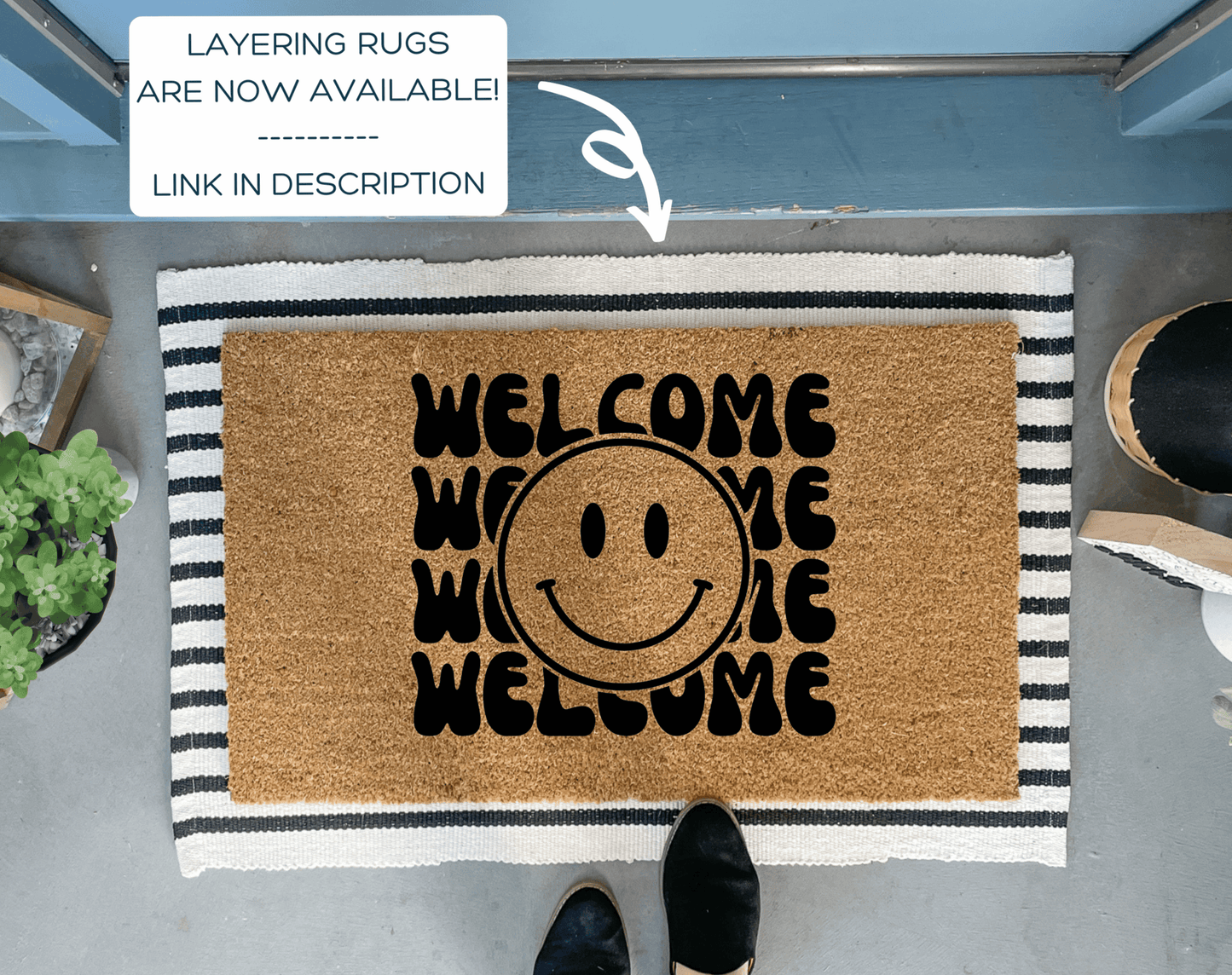 Retro Style Happy Face Doormat
