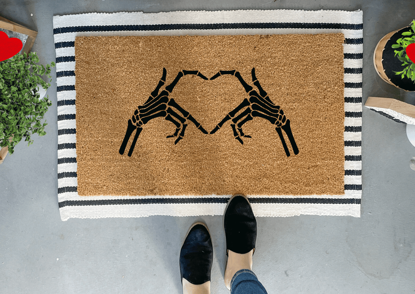 Skeleton Hands Heart Valentine's Day Doormat