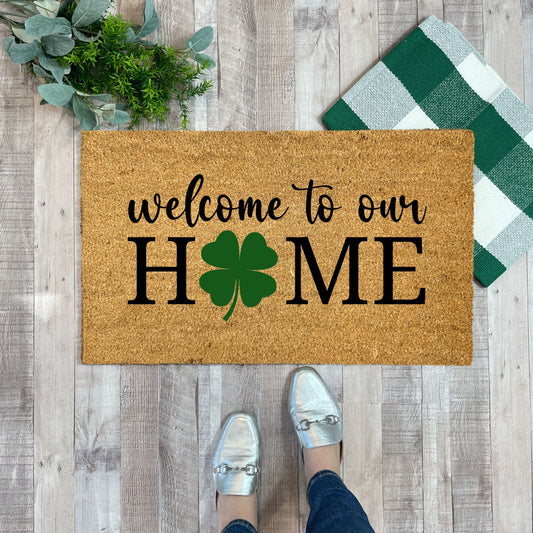 Welcome To Our Home Shamrock Doormat